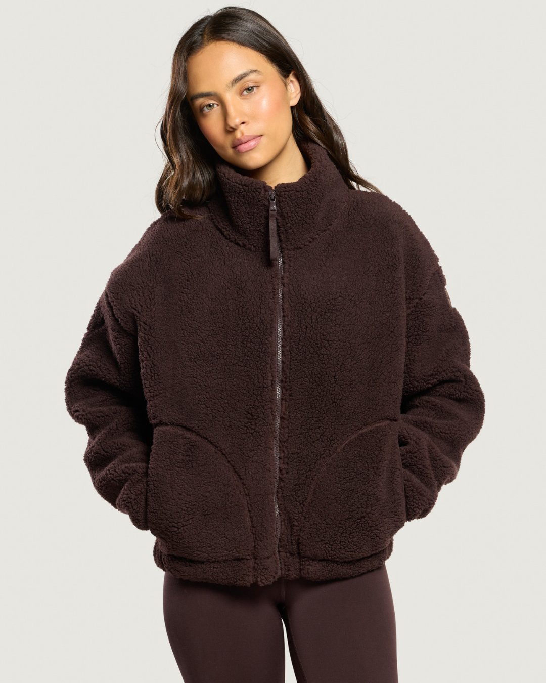 Gym+Coffee Industry Fleece High Collar Jacket Mocha Bean