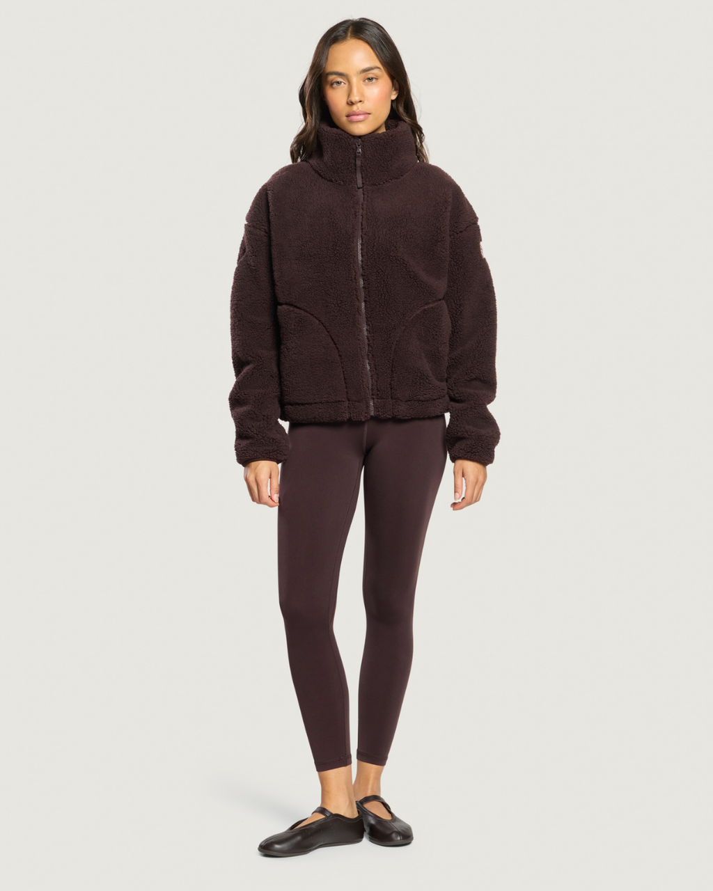 Gym+Coffee Industry Fleece High Collar Jacket Mocha Bean