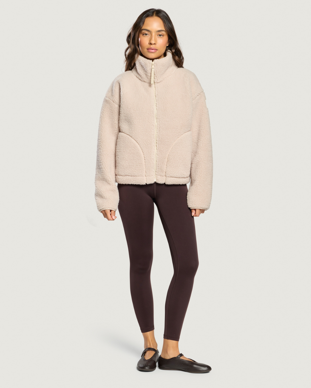 Gym+Coffee Industry Fleece High Collar Jacket Natural