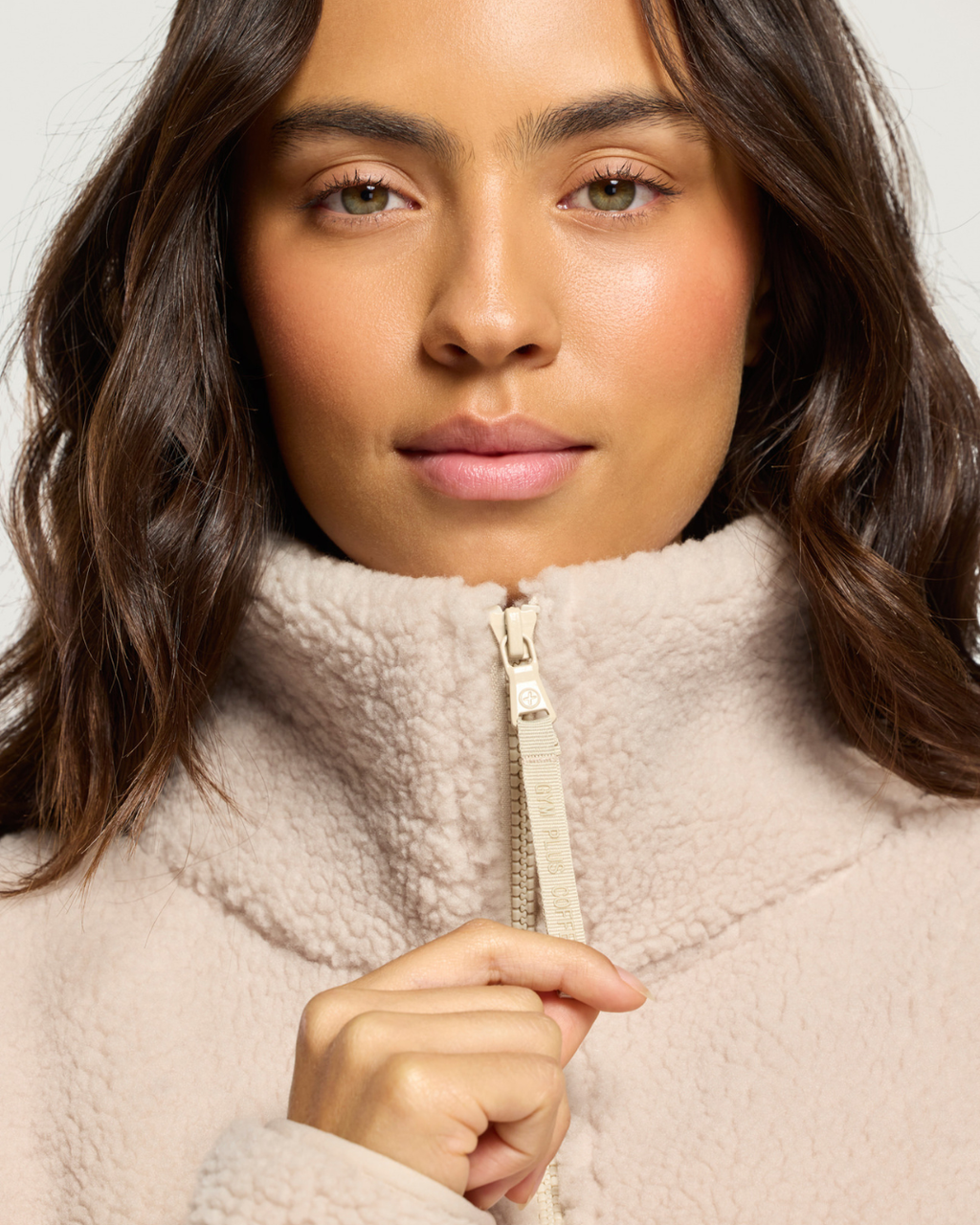 Gym+Coffee Industry Fleece High Collar Jacket Natural