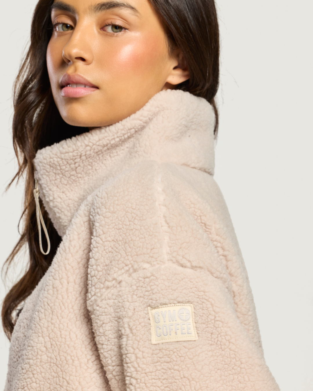 Gym+Coffee Industry Fleece High Collar Jacket Natural