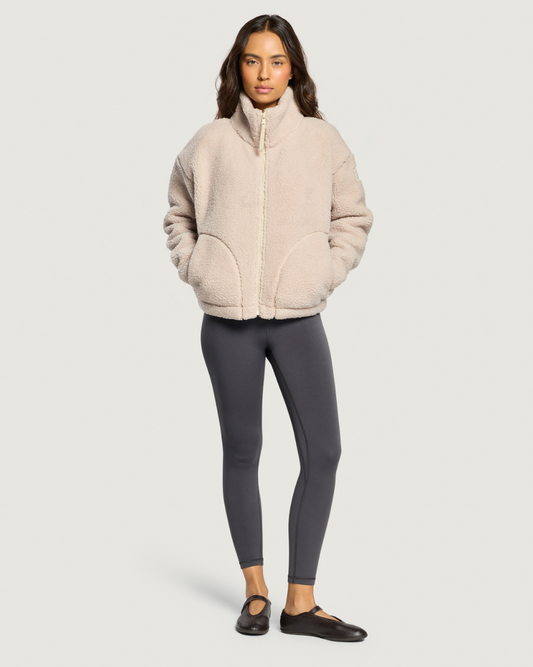 Gym+Coffee Industry Fleece High Collar Jacket Natural