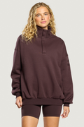 Gym+Coffee Knit Snap Collar Sierra Sweatshirt Mocha Bean