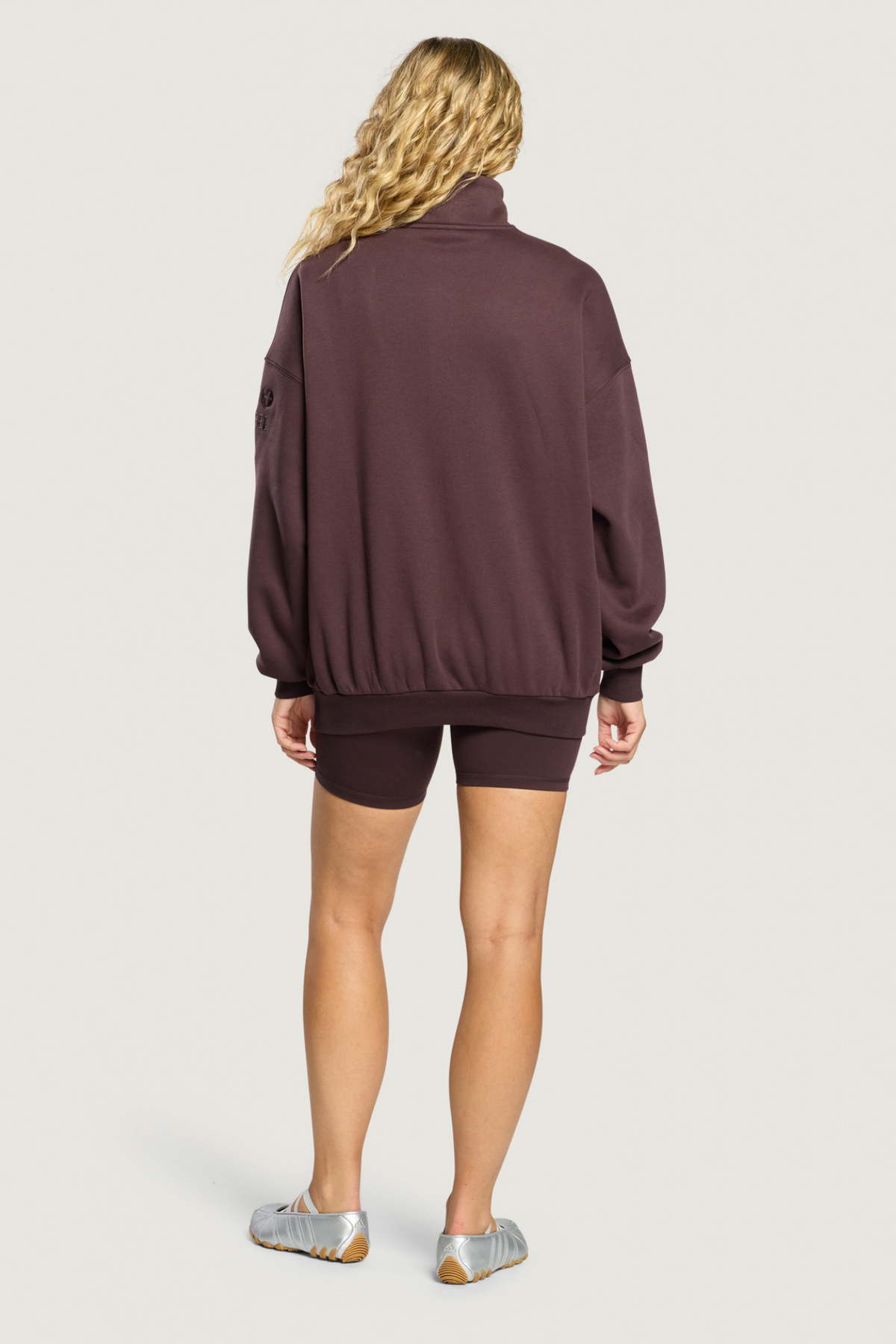 Gym+Coffee Knit Snap Collar Sierra Sweatshirt Mocha Bean