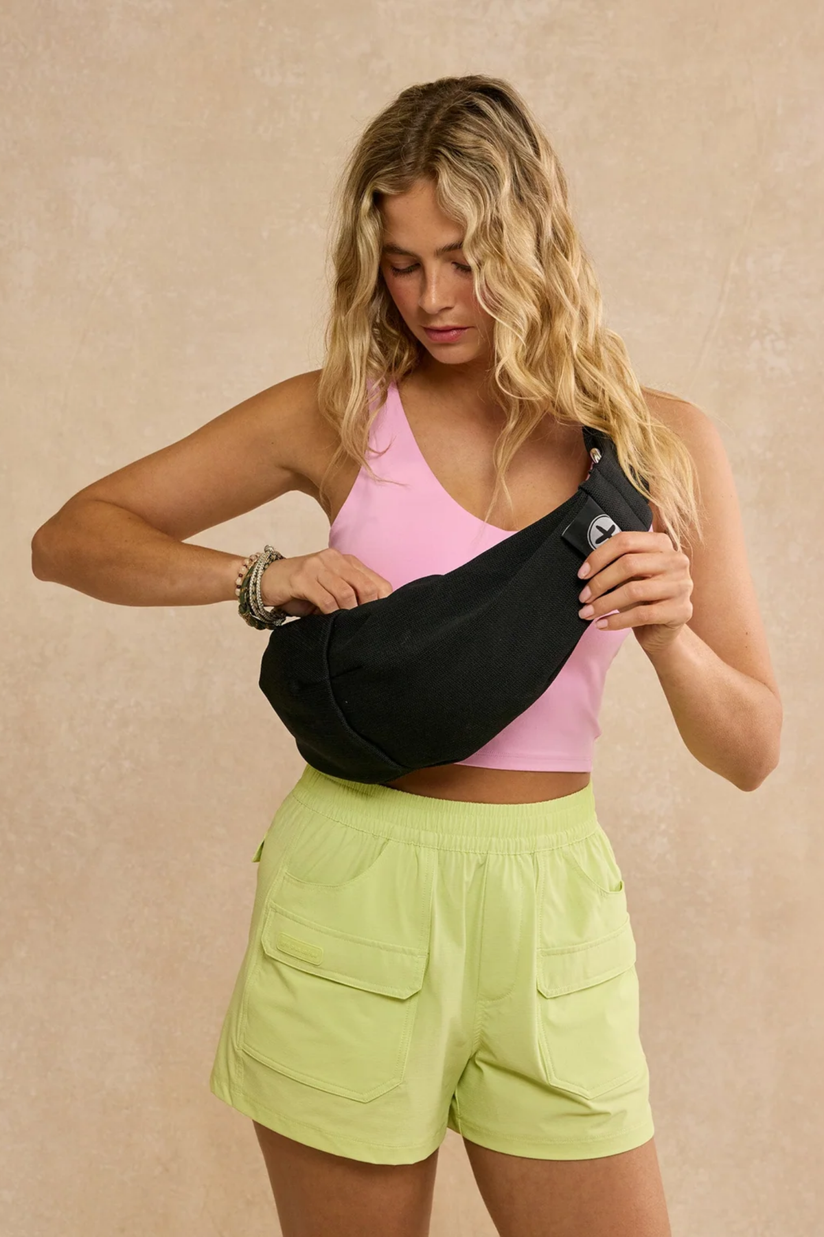 Gym+Coffee Roam Crossbody Bag Black by Gym+Coffee worn crossbody. Shop Gym+Coffee at Dotique.