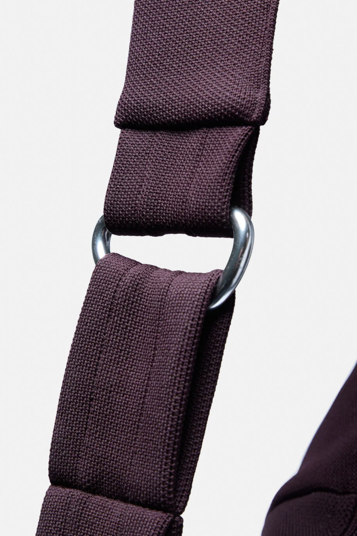Gym+Coffee Roam Crossbody Bag Mocha Bean by Gym+Coffee, close-up of strap and metal ring. Shop Gym+Coffee at Dotique