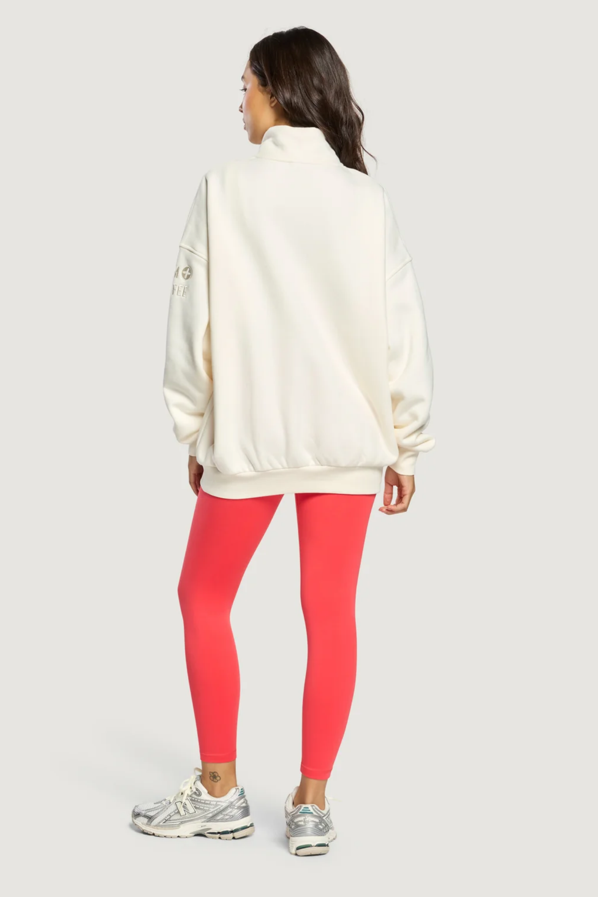 Gym+Coffee Sierra Half Zip Sweatshirt Ecru back view by Gym+Coffee Shop Gym+Coffee at Dotique