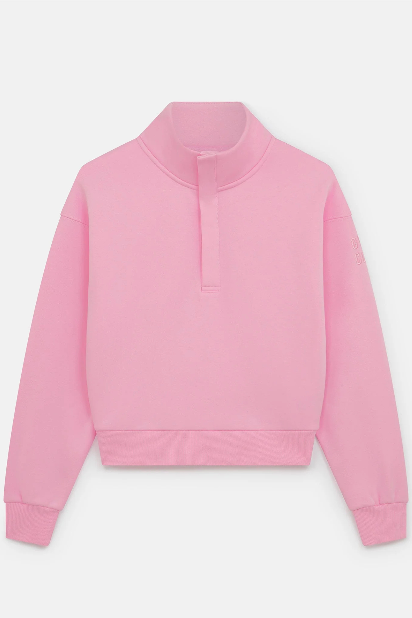 Gym+Coffee Snap Collar High Waist Sweatshirt Pink Blossom by gym+coffee in soft pink, shop gym+coffee at Dotique