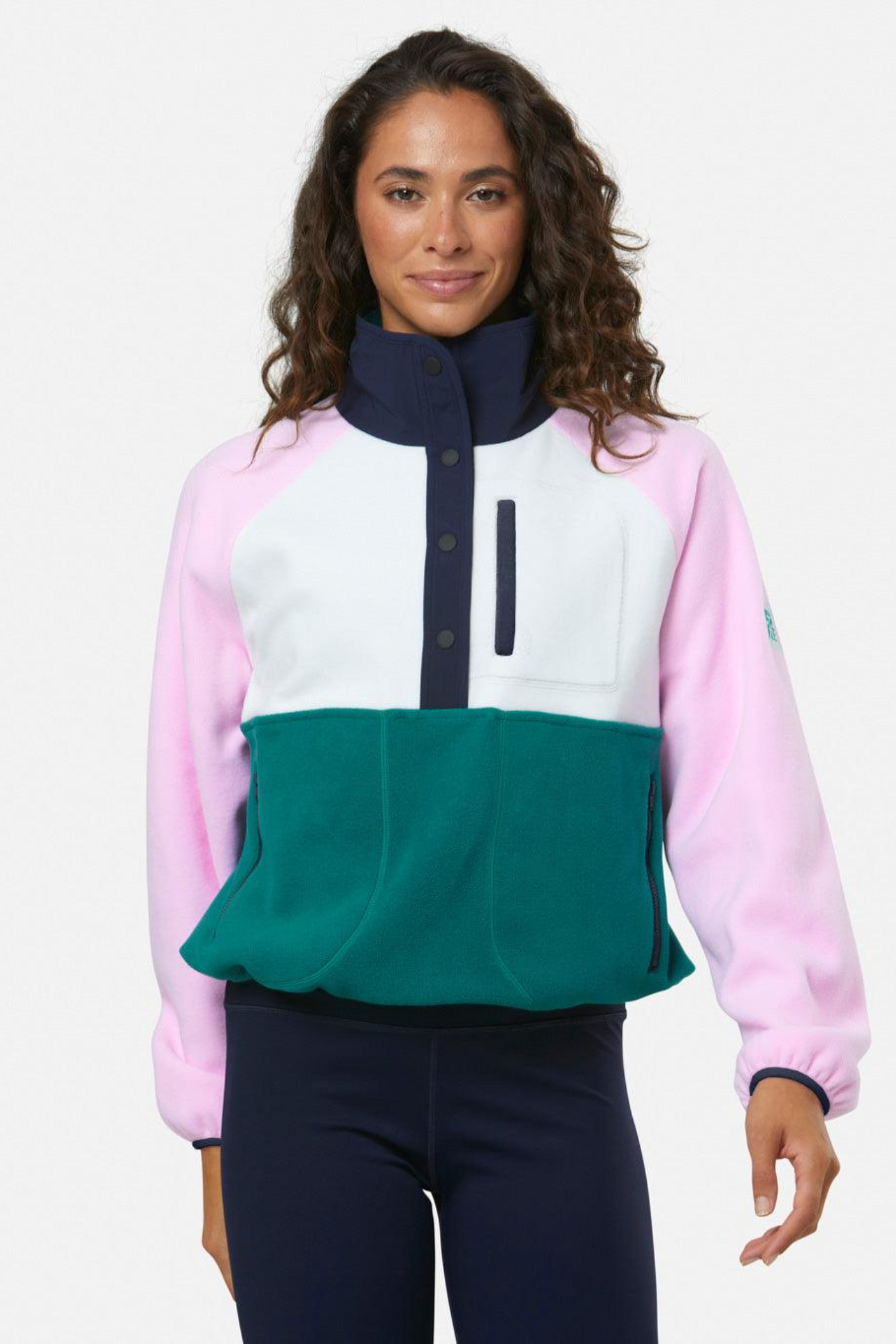 Gym+Coffee Snap Polar Fleece - Baby Pink