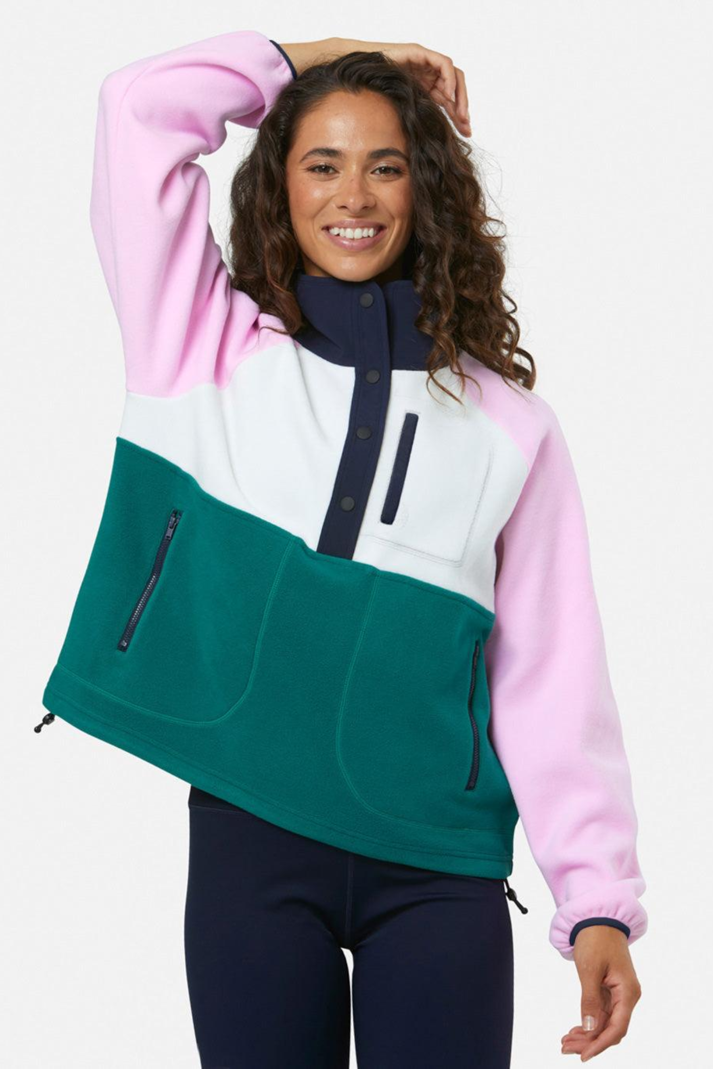 Gym+Coffee Snap Polar Fleece - Baby Pink