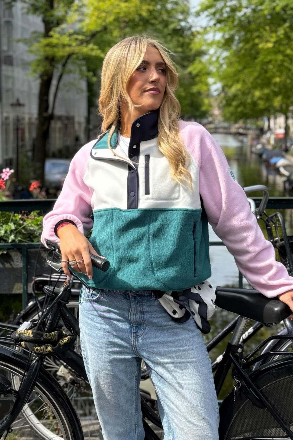 Gym+Coffee Snap Polar Fleece - Baby Pink