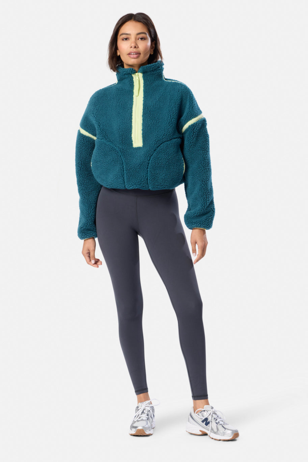 Deep Teal Industry Fleece Half-Zip from Gym+Coffee. Soft, cosy and easy to wear with a relaxed fit and zip detail — perfect for everyday layering. Shop at Dotique.