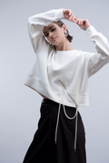 Haako H2006 white knit top with zip pocket detail – Dotique