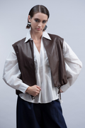 Haako H2010 Faux Leather Jacket – Chocolate | Dotique