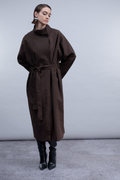 Haako H2031 Longline Coat – Brown A true statement outerwear piece. Shop Haako at Dotique.