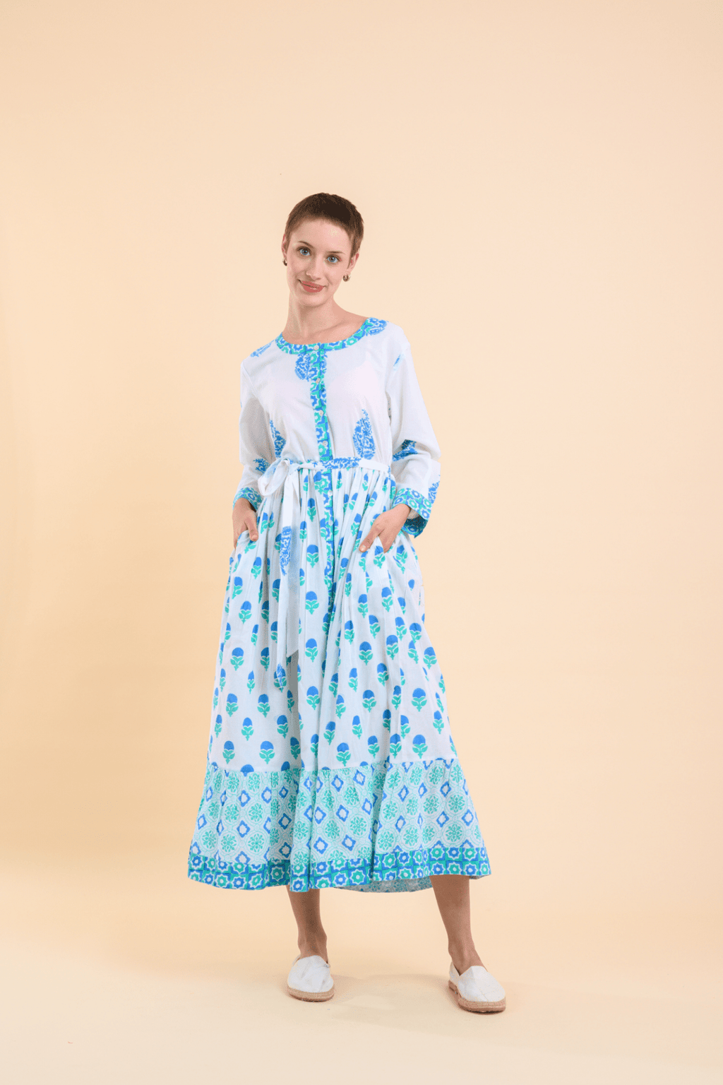 Handprint Dream Apparel AN1028B Lokrum Blue Mix Cotton Dress