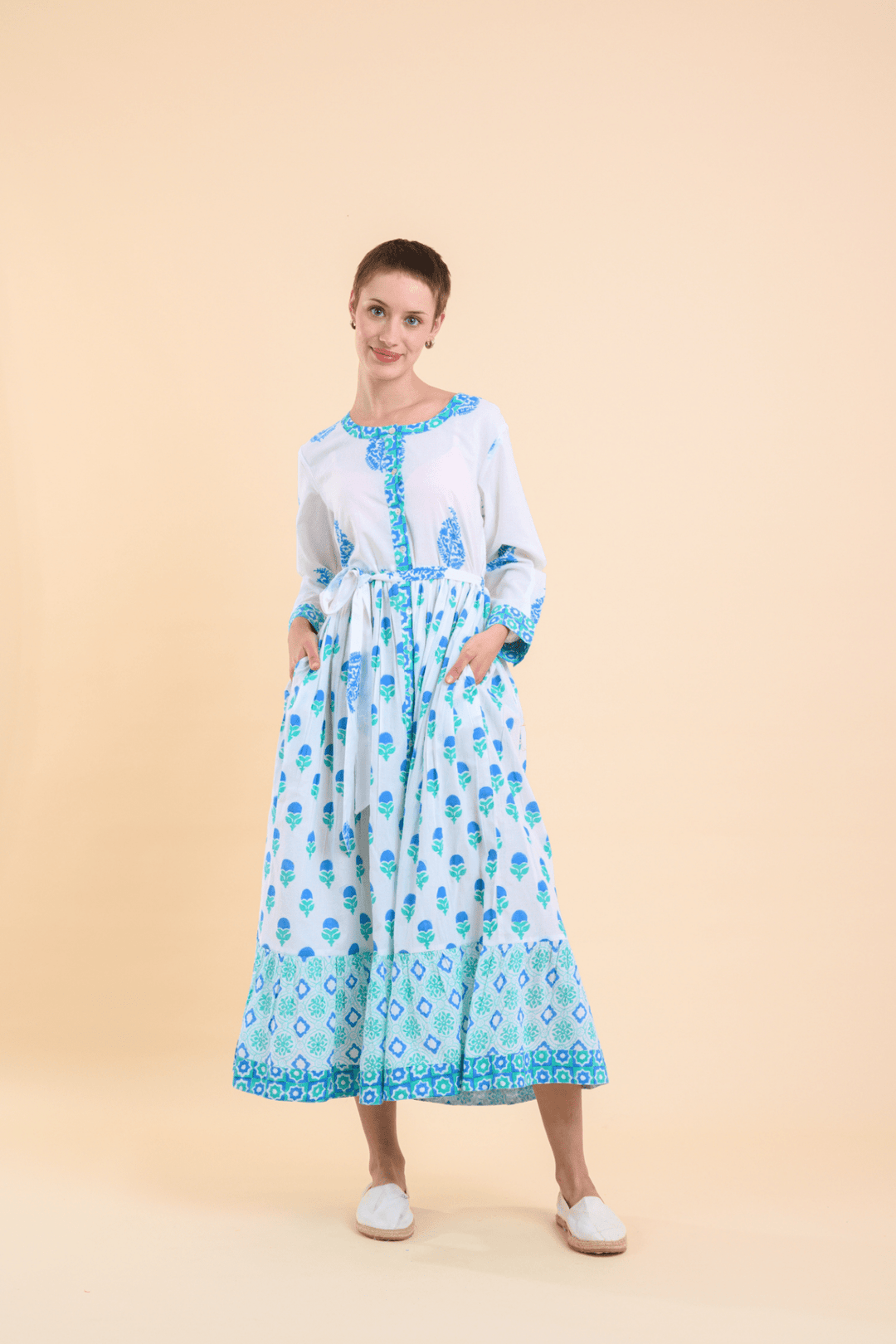 Handprint Dream Apparel AN1028B Lokrum Blue Mix Cotton Dress