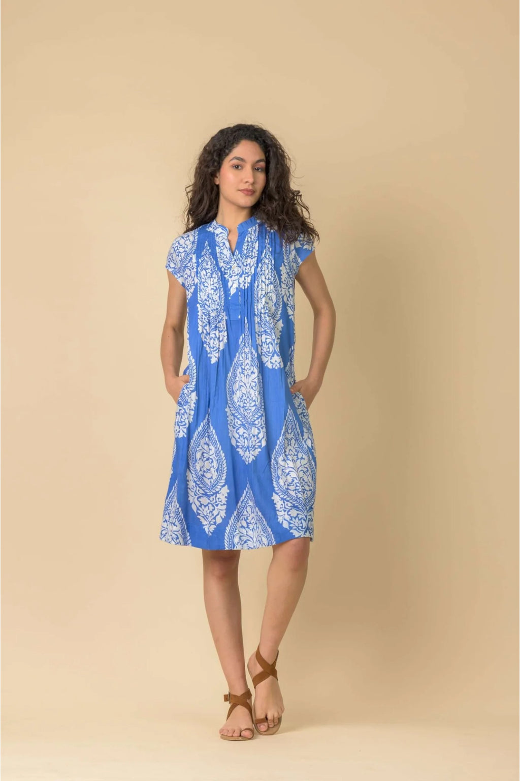 Handprint Dream Apparel AN1130B Lacey Dress Emperor Blue White