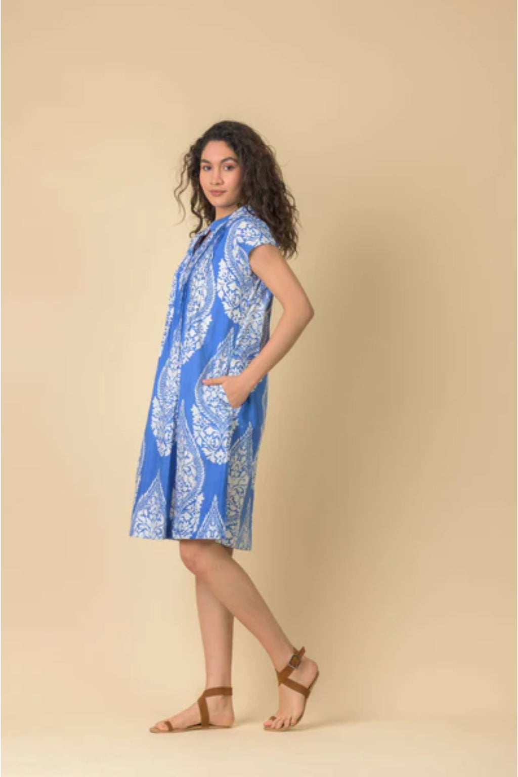 Handprint Dream Apparel AN1130B Lacey Dress Emperor Blue White