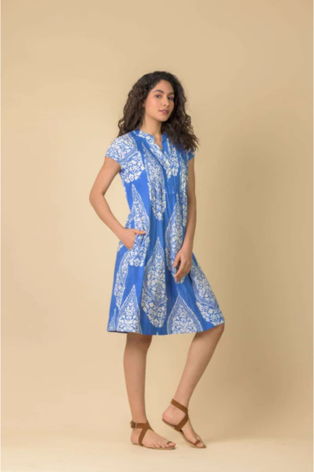 Handprint Dream Apparel AN1130B Lacey Dress Emperor Blue White