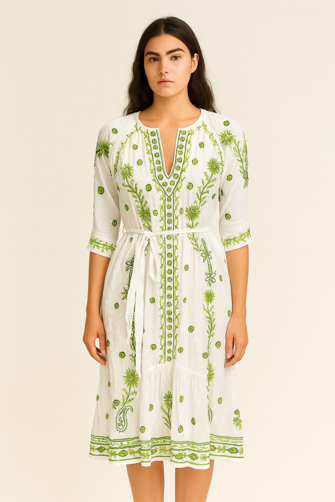 Handprint Dream Apparel NE7135 Grace Dress White Green