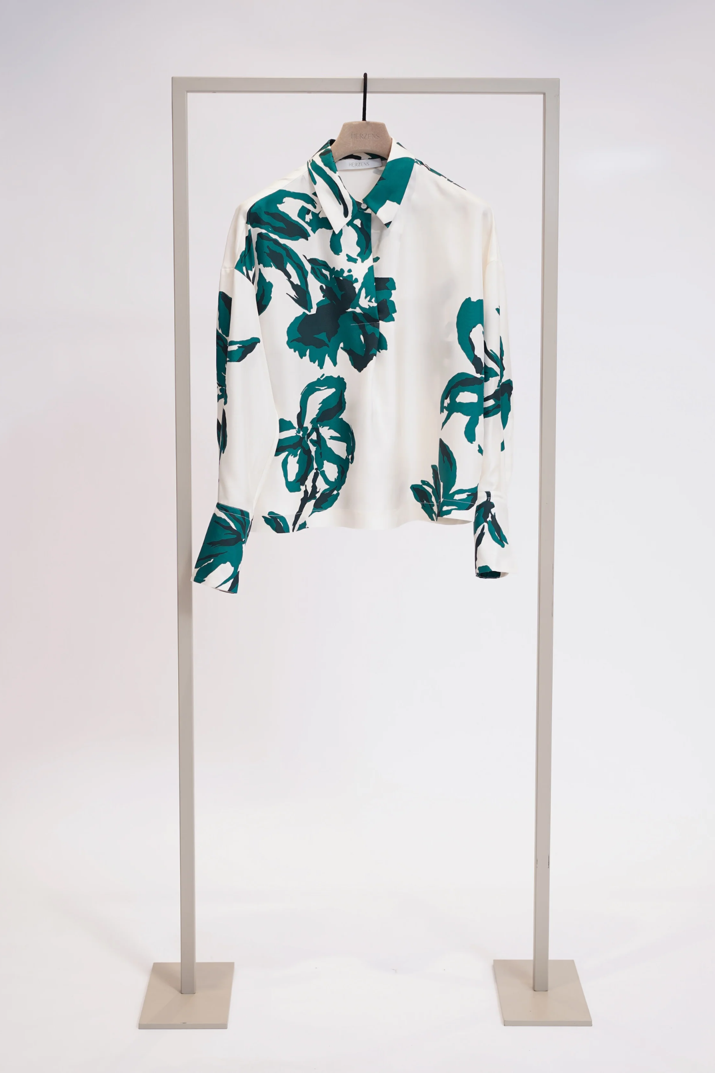 Herzens Hemdkragenbluse - Bottle Green Creamy Silk Blouse 25263-6185-263064-34