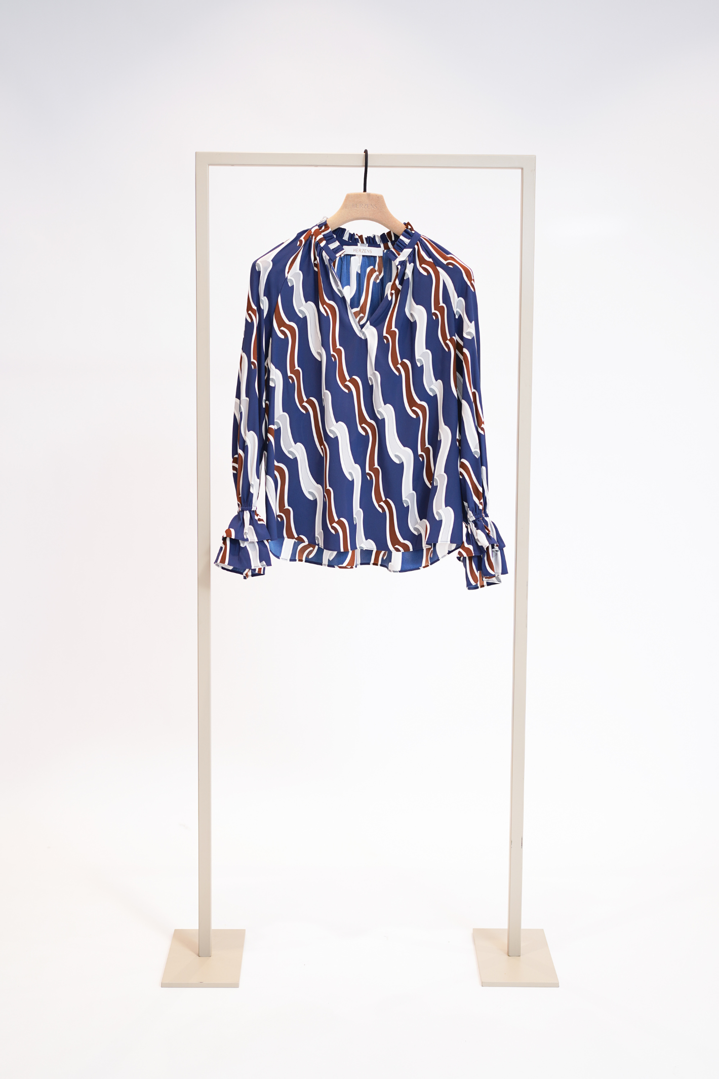 Herzens Tunika - Night Blue Multi Silk Blouse 25263-6052-263002-36