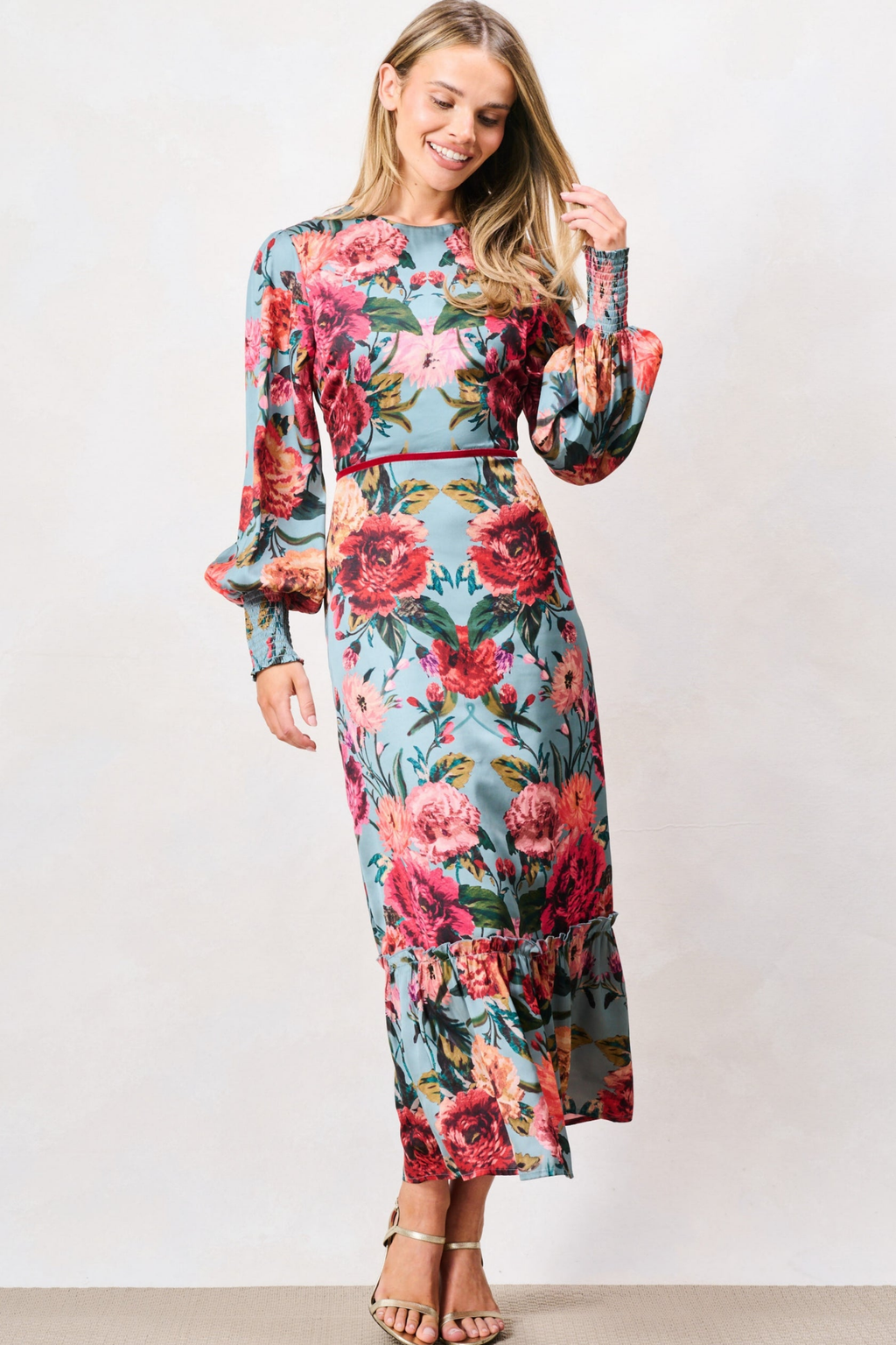 Hope & Ivy The Fawn Teal & Pink Maxi Dress by Hope and Ivy. Shop Hope and Ivy at Dotique.