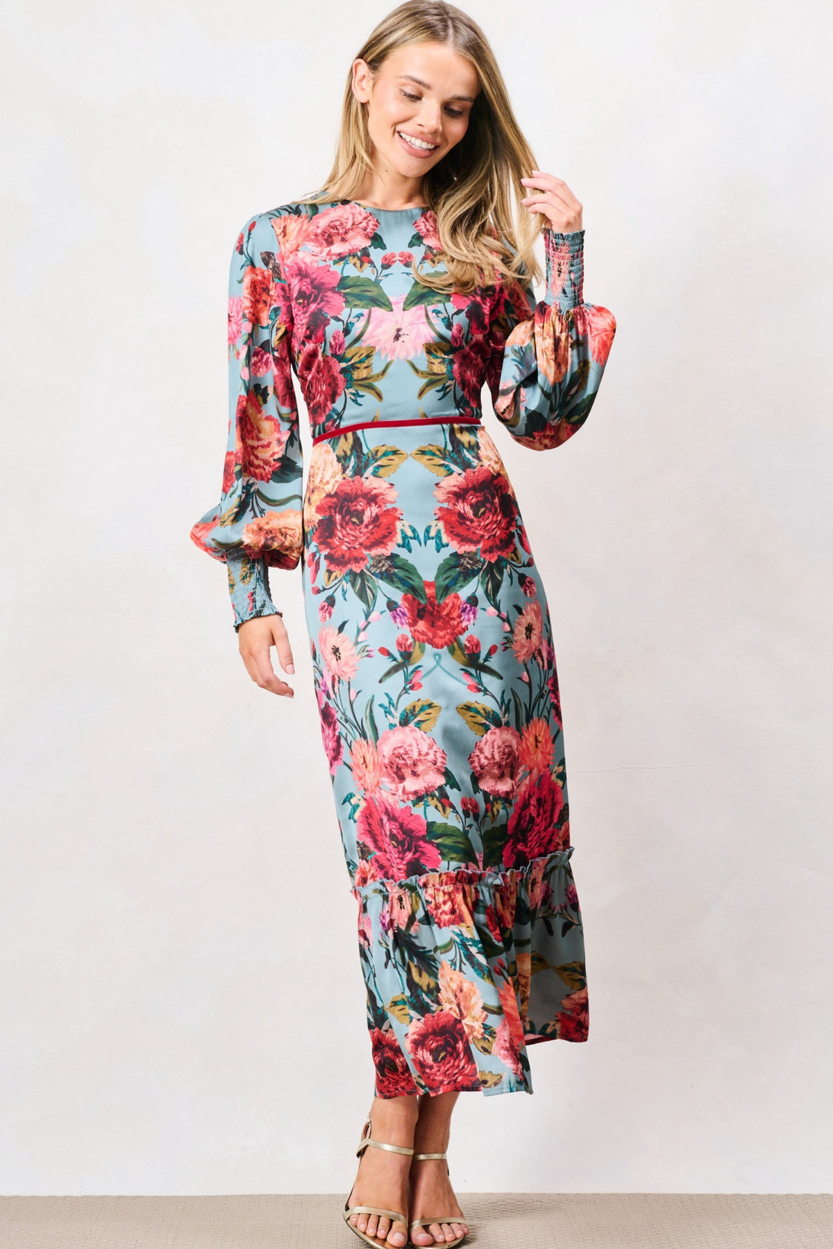 Hope & Ivy The Fawn Teal & Pink Maxi Dress by Hope and Ivy. Shop Hope and Ivy at Dotique.