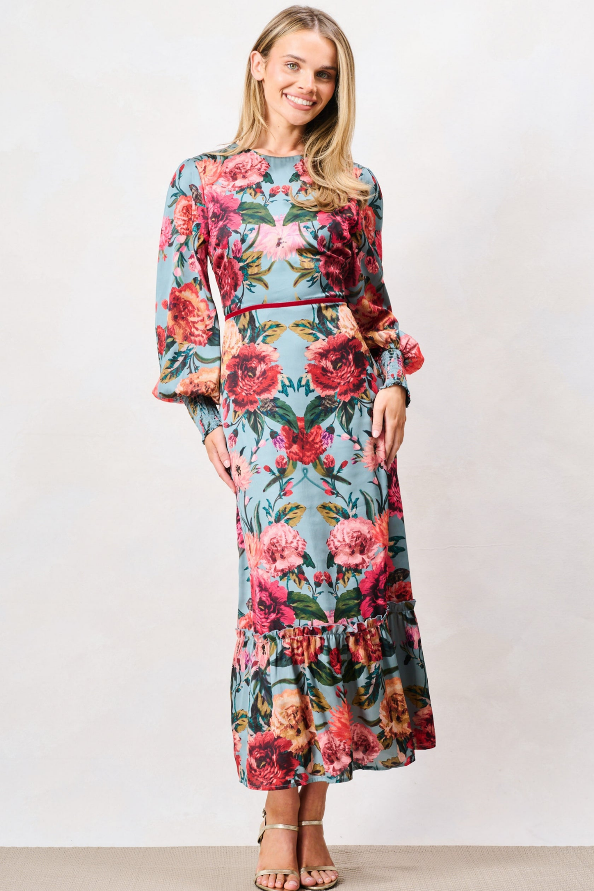 Hope & Ivy The Fawn Teal & Pink Maxi Dress by Hope and Ivy. Shop Hope and Ivy at Dotique.