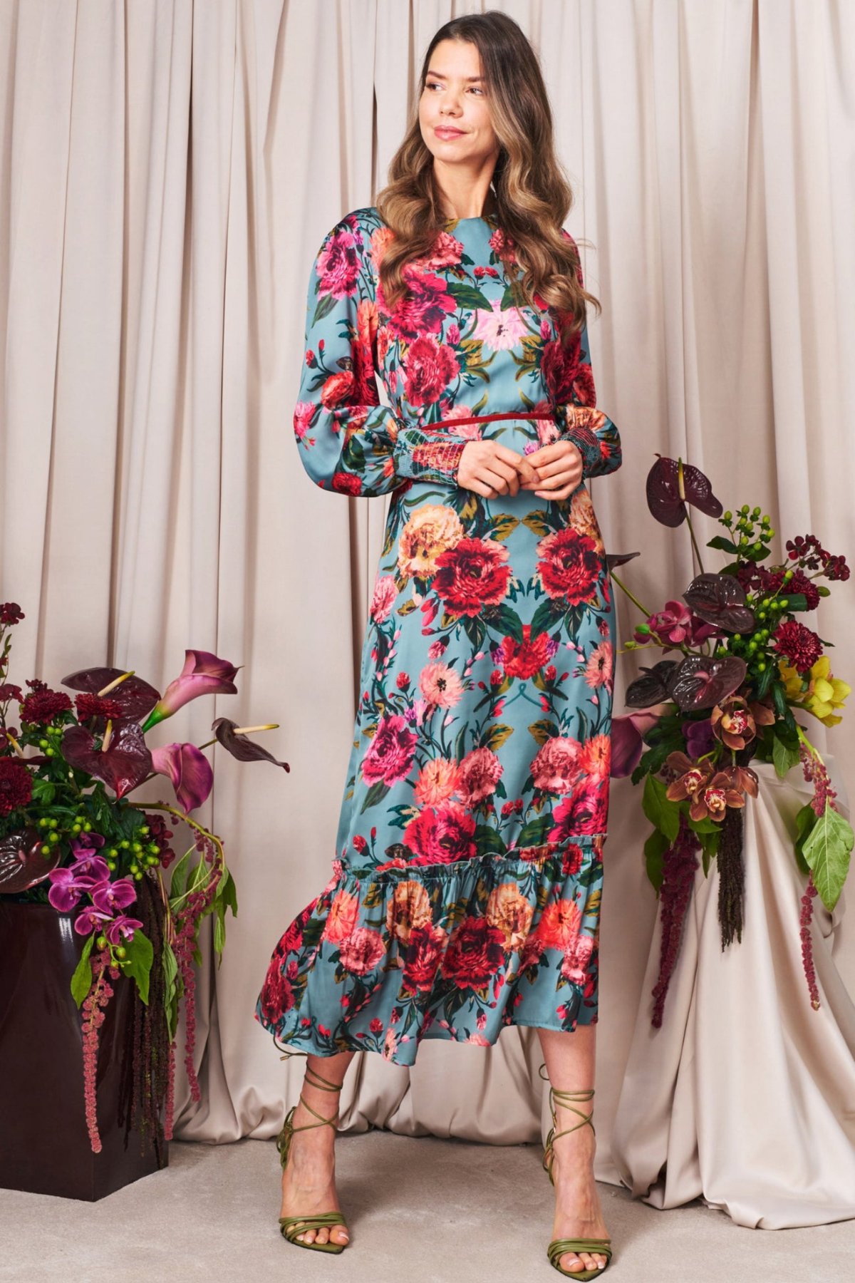 Hope & Ivy The Fawn Teal & Pink Maxi Dress by Hope and Ivy. You can Shop Hope and Ivy at Dotique.