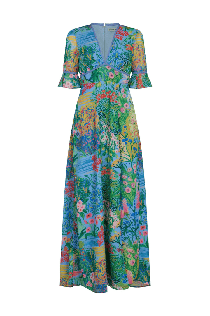 Hope & Ivy The Hazel Frill Sleeve, Open Back Maxi Dress - Dotique