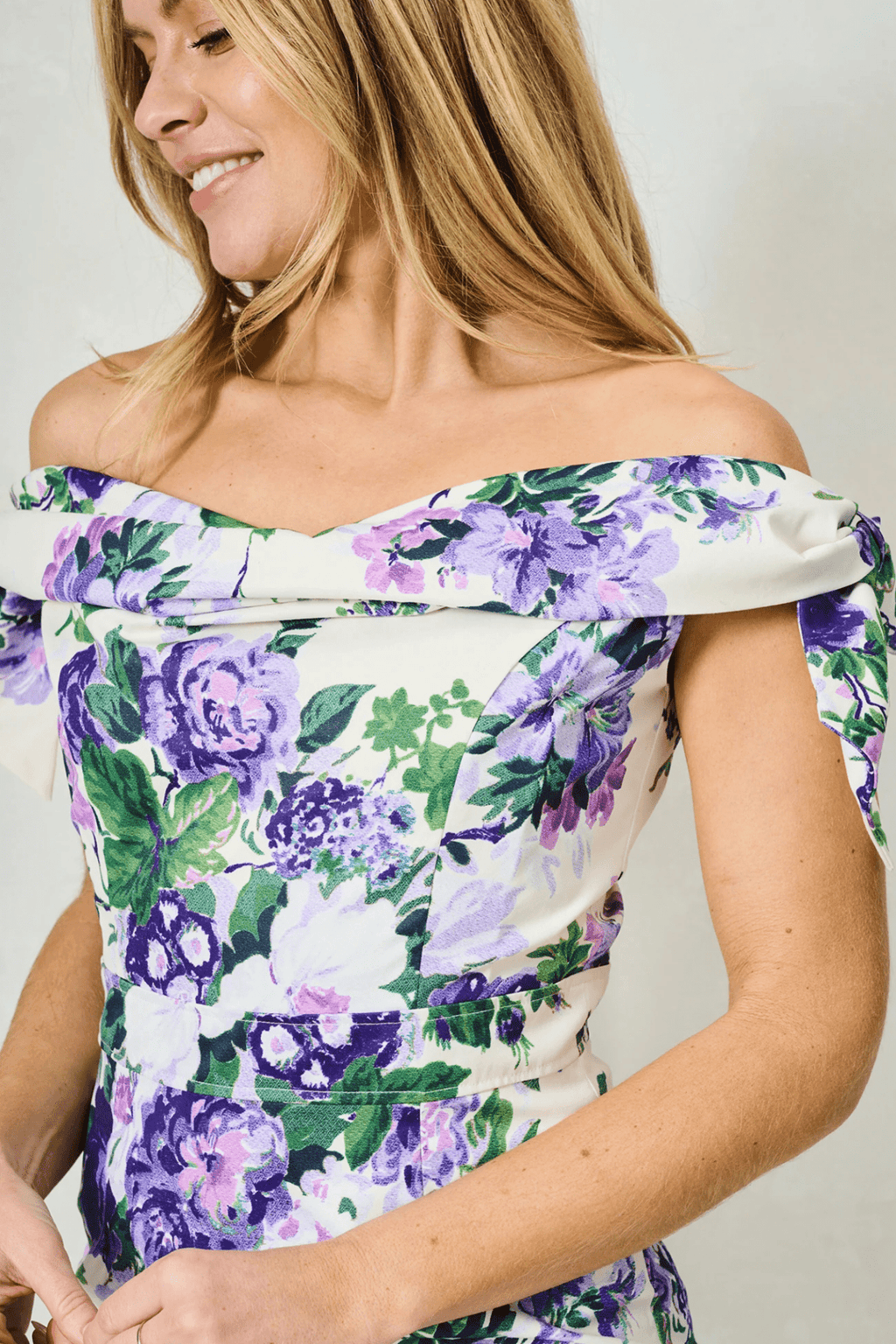 Hope & Ivy The Suzette Off - The - Shoulder Midi Dress with Pencil Skirt - Dotique