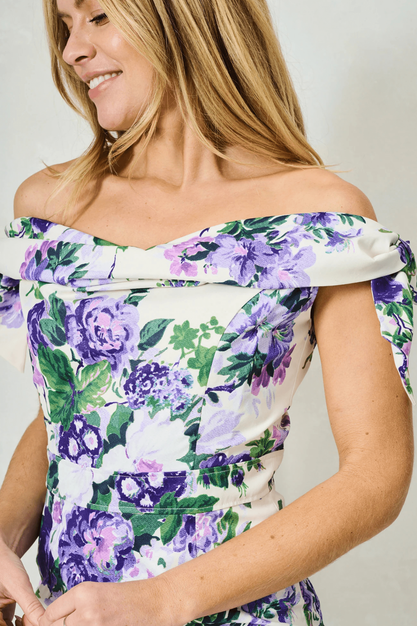 Hope & Ivy The Suzette Off - The - Shoulder Midi Dress with Pencil Skirt - Dotique