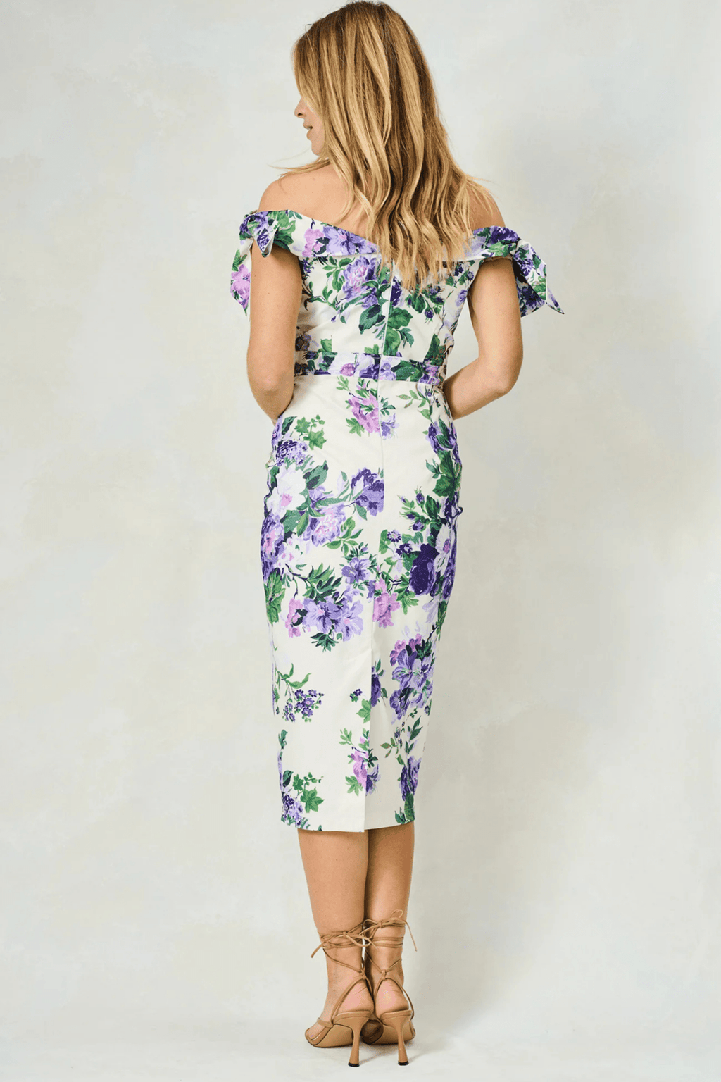 Hope & Ivy The Suzette Off - The - Shoulder Midi Dress with Pencil Skirt - Dotique