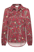 HV Society burgundy blouse with equestrian scarf print and button front – Dotique