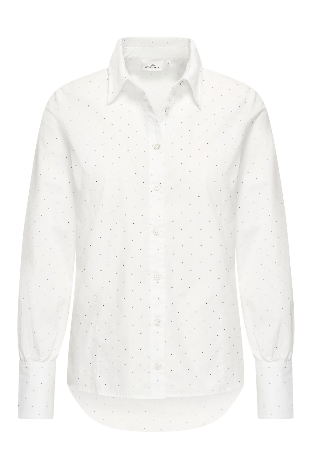 White HV Society blouse with dotted detail and bow tie neck – Dotique


