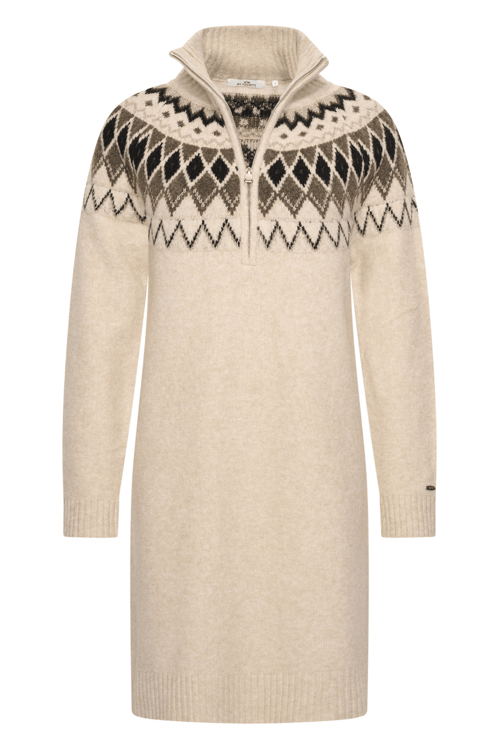HV Society kit beige jumper dress with fair isle diamond knit yoke – Dotique

