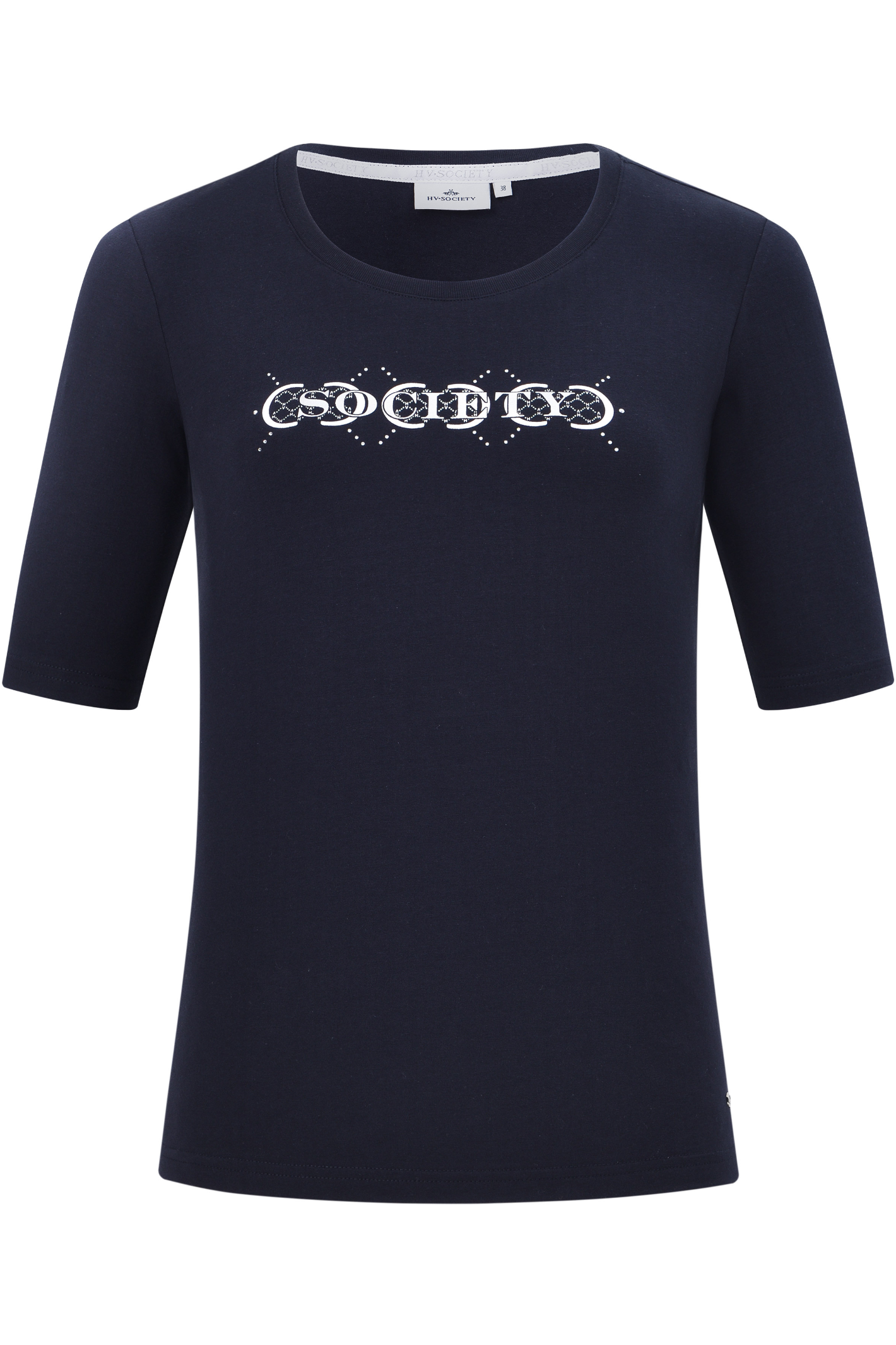HV Society HVSChrista MS Navy Top with embellished logo design gallery position 1 shop HV Society at Dotique