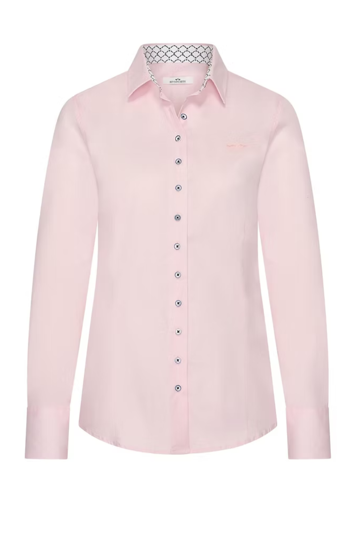Front view of HV Society HVSDaisy Soft Pink Blouse with button details by HV Society shop HV Society at Dotique