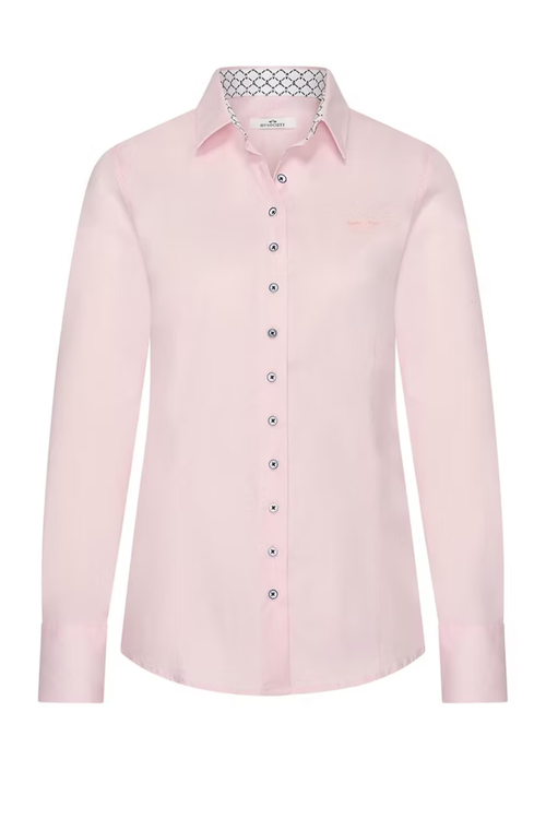 Front view of HV Society HVSDaisy Soft Pink Blouse with button details by HV Society shop HV Society at Dotique
