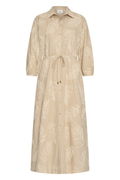 HV Society Doris sand shirt dress in 100% cotton. Soft, breathable and flattering with a beautiful embroidered finish. Shop at Dotique.