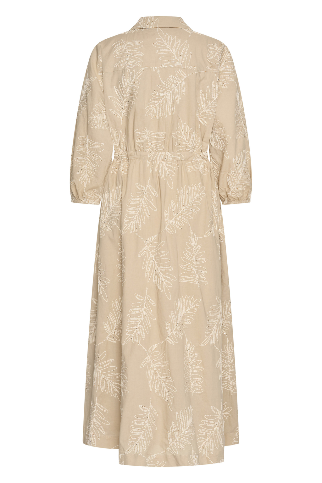 HV Society Doris sand shirt dress in 100% cotton. Soft, breathable and flattering with a beautiful embroidered finish. Shop at Dotique.