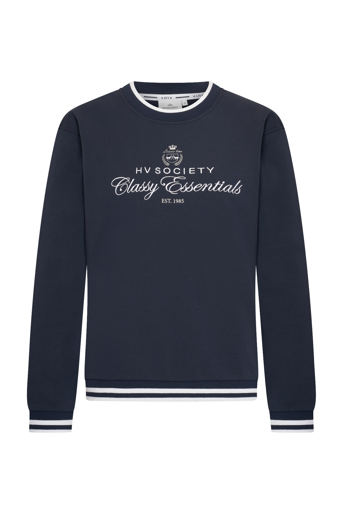HV Society HVSGabrielle Navy Jumper soft cotton blend sweater available to shop at Dotique in classic navy design