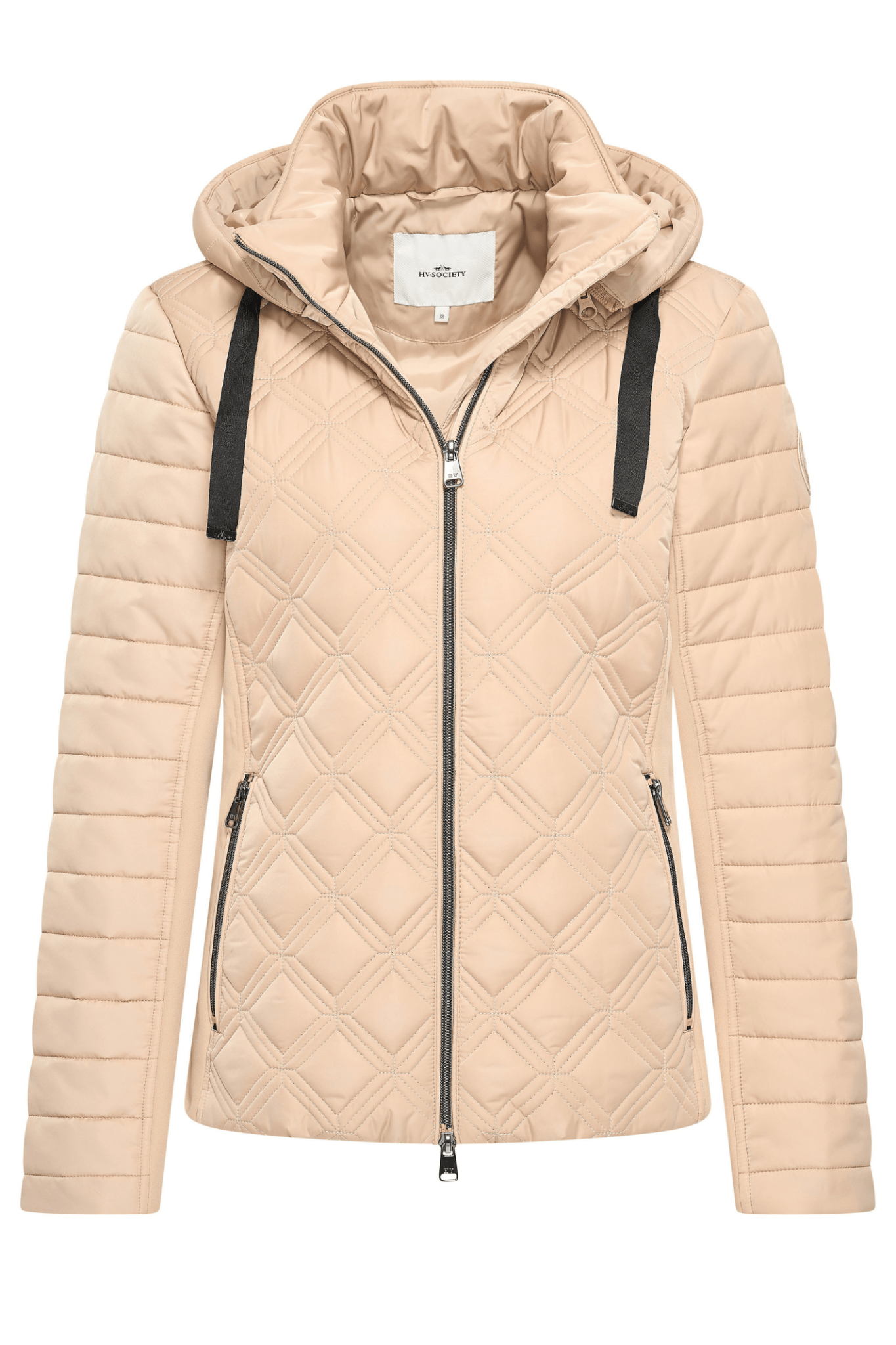 Champagne quilted HV Society jacket with detachable hood – Dotique

