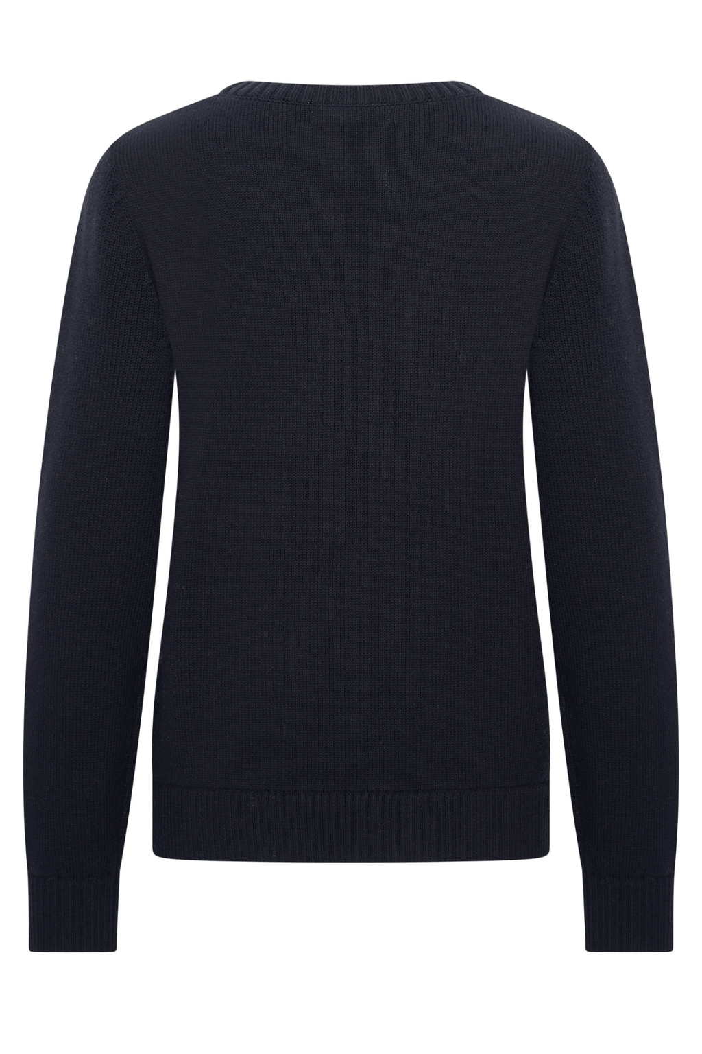 Dotique HV Society navy jumper with large cream snowflake design on front