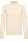 HV Society kit beige cotton cashmere jumper with frill neck and cuffs – Dotique