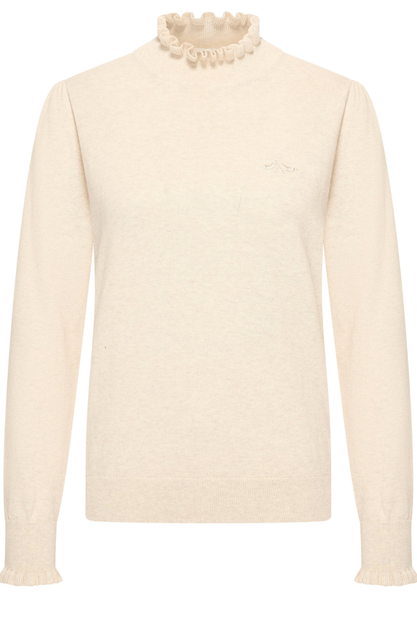 HV Society kit beige cotton cashmere jumper with frill neck and cuffs – Dotique