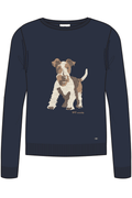 HV Society navy jumper with brown and white dog motif on front – Dotique

