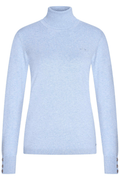 Dotique HV Society light blue roll neck jumper with ribbed cuffs and button detail